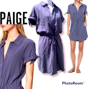 PAIGE Avery Modal Mini Shirt Dress in Periscope Blue XS/S